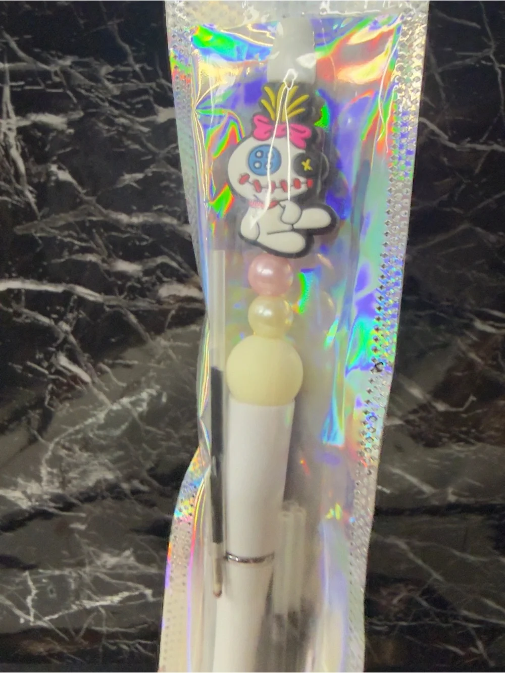 Stitch Voodoo Doll Focal Bead Pen Black & Blue Ink